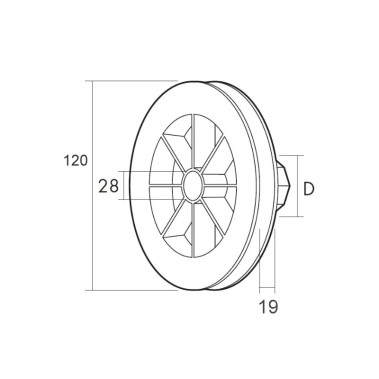 DISCO PERSIANA PVC Ø 120 CON RODAMIENTO CINTA 14mm EJE Ø 40