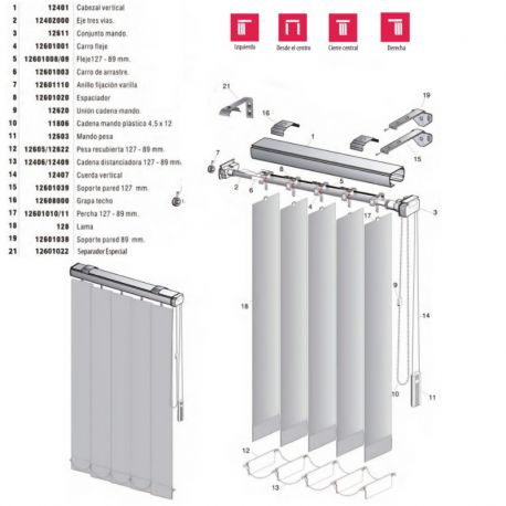 Cortina de Lamas Verticales a Medida Lamas 127mm |  Traslúcido Shantung
