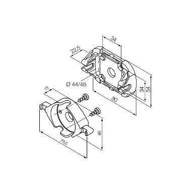SOPORTE CAJÓNES DE OBRA MOTOR TT-GO Ø35mm