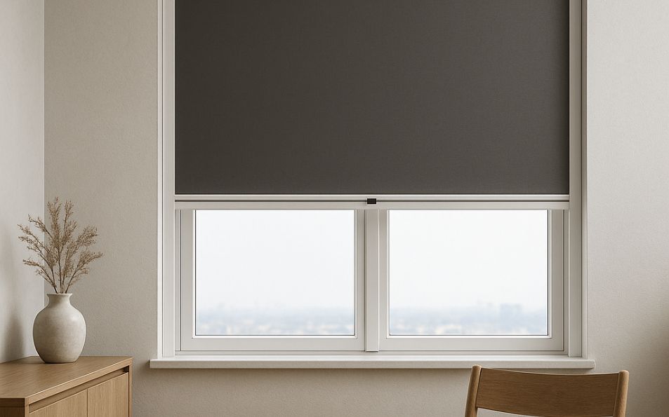 Mosquitera enrollable con tela opaca Blackout 100 % para ventana exterior