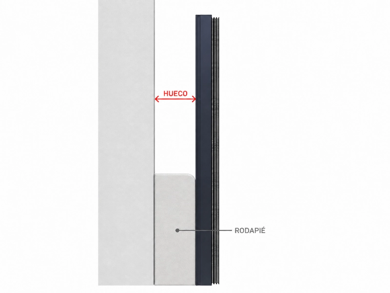 Zócalo que separa la guía lateral de la pared