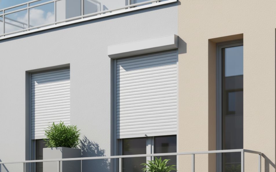 Persiana enrollable de aluminio exterior con cajón fabricada a medida